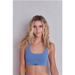 Top deportivo seamless canalé azul