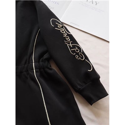 Теплое детское платье с вышивкой и карманами в шве на молнии, экспорт  Ed Hardy