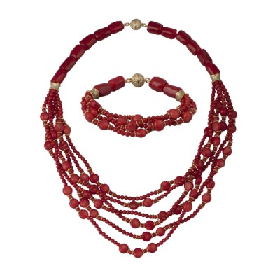 Комплект Селена (коралл; покрытие золото)