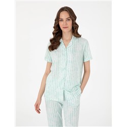 Mint Kısakollu Gömlek Pijama Takımı