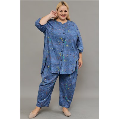 Костюм женский с брюками больших размеров (К-01 клякса)