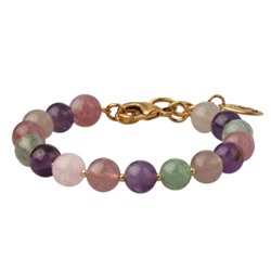 Браслет Селена (кварц 8мм микс; покрытие золото) 17-21см, Есть комплект