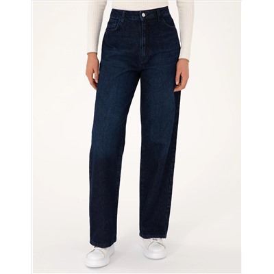 Lacivert Waist Flare Fit Jean Pantolon