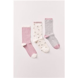 Pack 3 calcetines largos estampado florarl rosa