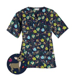 UA Outdoorsy Charm Navy Print Scrub Top