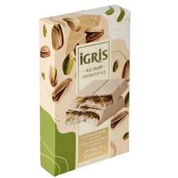 Шоколад белый IGRIS с начинкой из фисташковой пасты и пишмание, 150г