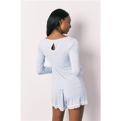 Pijama corto viscosa tacto suave azul