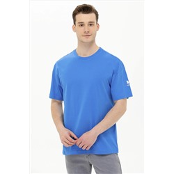 Erkek Saks Oversize Bisiklet Yaka Tişört