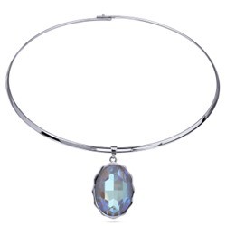 Колье Сияние (кристаллы SW серо-синие; покрытие родий) 42см, Есть комплект