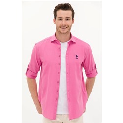 Erkek Pembe Uzun Kollu Basic Gömlek