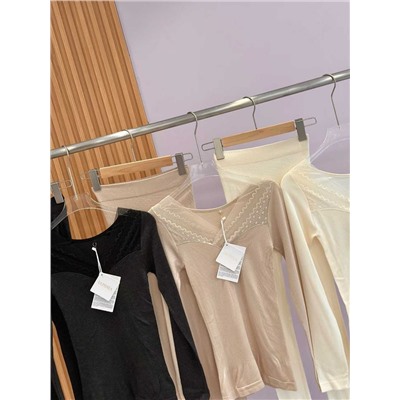 Очень утонченный женский термокомплект с кружевом   L*A PERL*A