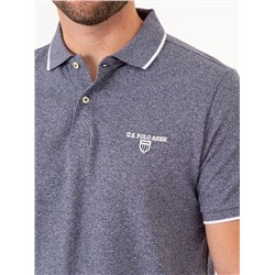 MARLED YARN POLO SHIRT WITH EMBROIDERED CREST