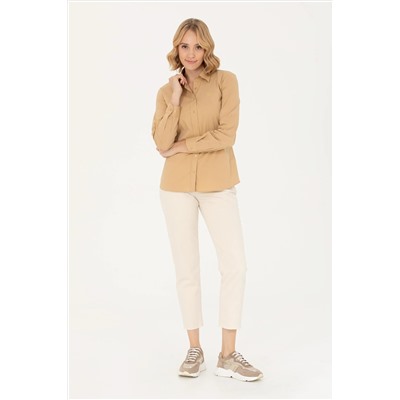 Kadın Camel Uzun Kollu Basic Gömlek