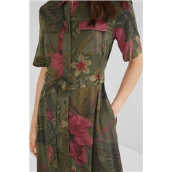 Vestido largo camisero tropical