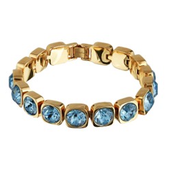 Браслет Теннис (кристаллы SW аквамарин 8мм; покрытие золото) 17-19см, Есть комплект