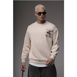 Свитшот  журавли  беж