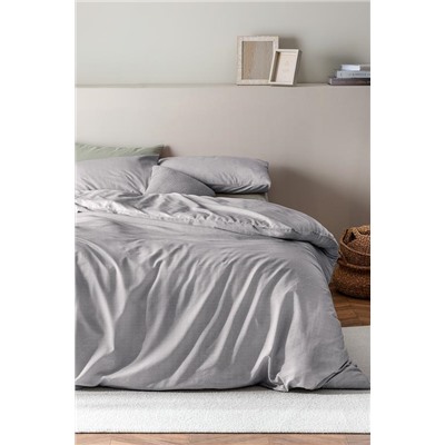 Odette King Size %100 Pamuk Ranforce Baskılı Nevresim Takımı - Gri