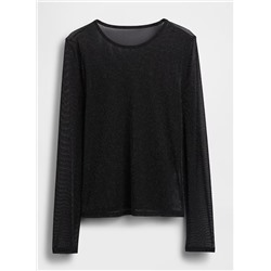 Sheer Metallic Mesh Top