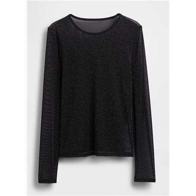 Sheer Metallic Mesh Top