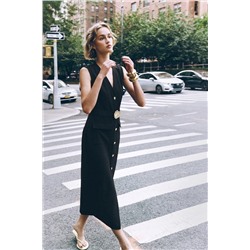 BELTED CREPE MIDI DRESS