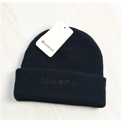 Плотная теплая вязаная шапка из смеси хлопка и шерсти с вышитыми буквами ЛУЛУЛЕМО*Н