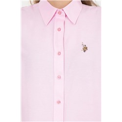 Kadın Açık Pembe Uzun Kollu Basic Gömlek