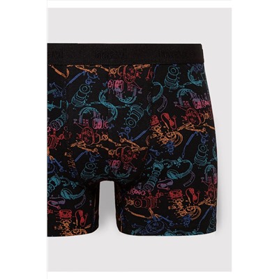Mavi Baskılı Siyah Boxer 0911374-900