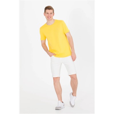 Erkek Koyu Sarı Basic Bisiklet Yaka Tişört