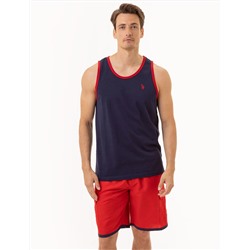 CONTRAST TRIM JERSEY MUSCLE TANK