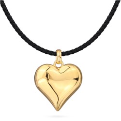 Колье-чокер Сердцебиение (2.5см, кожа черная; покрытие золото) 38-45см, Есть комплект