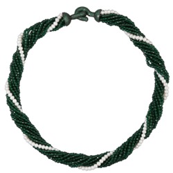 Колье (жемчуг, шпинель, фианит зеленый; покрытие черный родий) 50см, Есть комплект