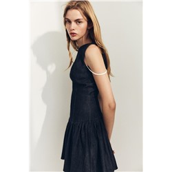 VESTIDO CORTO EFECTO DENIM VOLANTES