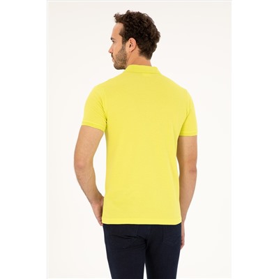 Erkek Slim Fit Polo Yaka Fıstık Yeşili Basic Tişört