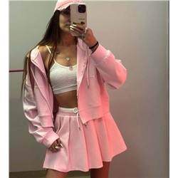 Мягкий и модный повседневный трикотажный костюм (кофта+юбка)