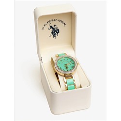 LADIES MINT LINK EMBELLISHED WATCH