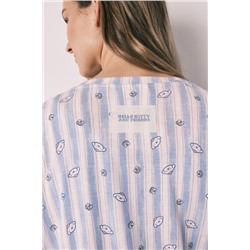 Set pijama rayas y top azul