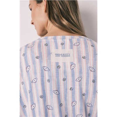 Set pijama rayas y top azul