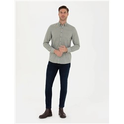 Yeşil Slim Fit Uzun Kollu Gömlek