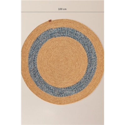 Vernal Yuvarlak Kilim - Naturel/Mavi - 100 cm