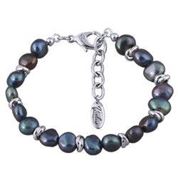 Браслет (жемчуг бензиновый 6мм; покрытие родий) 18-21см, Есть комплект