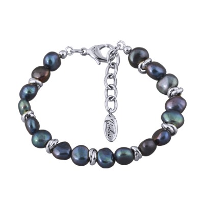 Браслет (жемчуг бензиновый 6мм; покрытие родий) 18-21см, Есть комплект