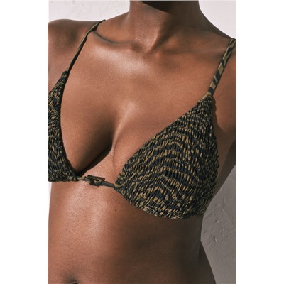 Top bikini triangular animal print smock