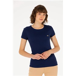 Kadın Lacivert Bisiklet Yaka Tişört