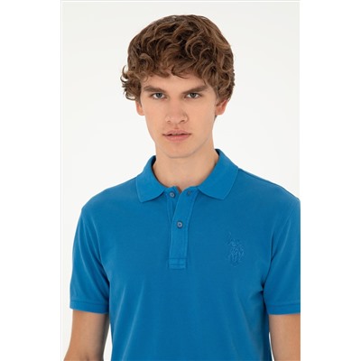 Erkek Slim Fit Polo Yaka Saks Basic Tişört