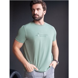 Футболка полуприлегающего кроя с принтом из премиального хлопка