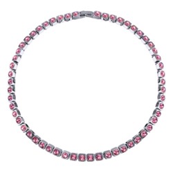 Колье Теннис (кристаллы SW розовые 4мм; покрытие родий) 36-39см, Есть комплект
