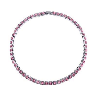 Колье Теннис (кристаллы SW розовые 4мм; покрытие родий) 36-39см, Есть комплект