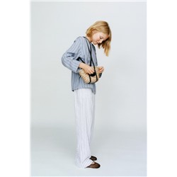 STRIPED LINEN BLEND TROUSERS