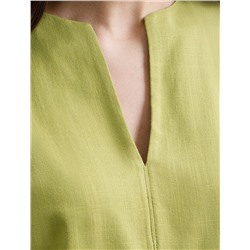 Свободный топ с V-вырезом и цельнокроеным коротким рукавом изо льна с вискозой