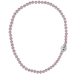 Колье (жемчуг сиреневый 7-8мм, фианит; покрытие родий) 50см, Есть комплект